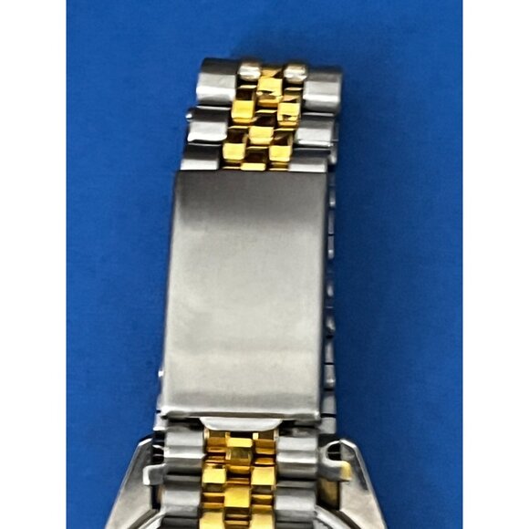Geneve Ladies Round Two-Tone Yellow & Silver Bracelet Watch Diamond accents - Picture 8 of 14
